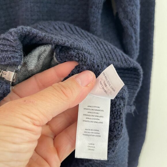 Rails Mens Jacket Size Large Blue Zipper Front Cotton Wool Knit Turtle Neck - Picture 6 of 9